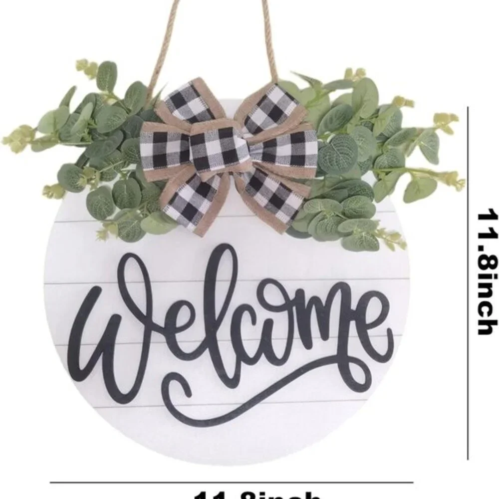 Welcome Sign for‎ Front Door Porch Decor Farmhouse Wreath Wall Garder Decor
